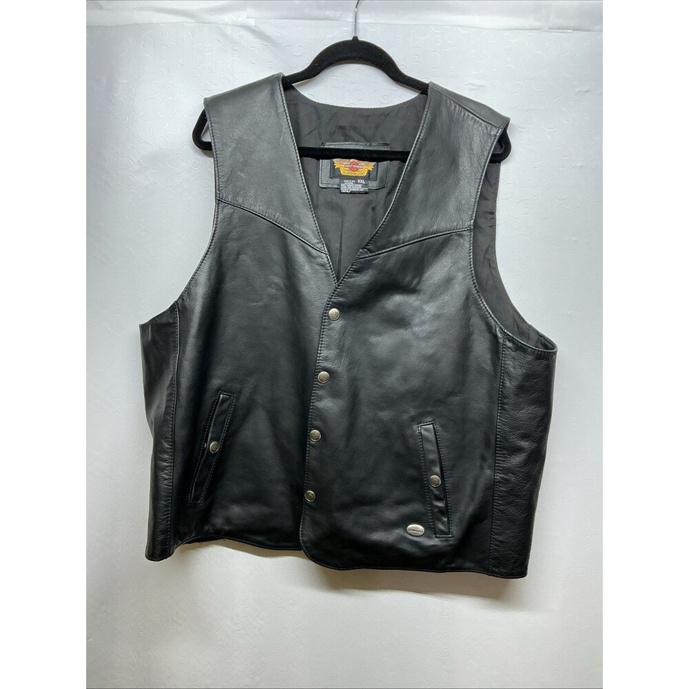 Harley Davison  Motorcycle Leather Men’s  Vest Big Size 2XL